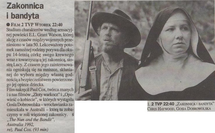 N - Nun and the Bandit, The Zakonnica i bandyta 1992, reż. Pau...Norman Kaye, Victoria Eager. Gazeta Telewizyjna 10 V 1997.jpg