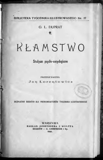 D - Duprat Guillaume Leonce - Kłamstwo. Studyum psycho-socyologiczne.jpg