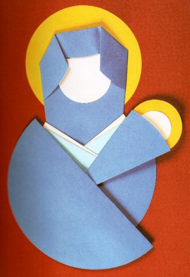 origami płaskie z koła - Maryja z Dzieciątkiem Jezus.jpg