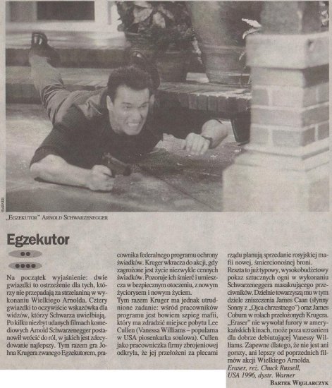 E - Eraser Egzekutor 1996, reż. Chuck Russell Arnold Schwarzen...y Nucci, Robert Pastorelli. Gazeta Telewizyjna  11 I 1997.jpg
