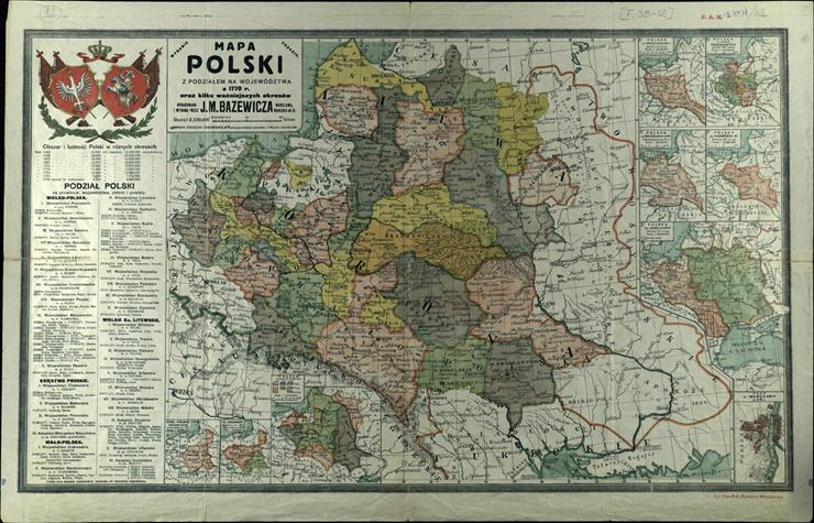 Mapy Polski - Mapa Polski z podzialem na wojewodztwa z 1770 r oraz kilku wazniejszych okresow 1918.jpg
