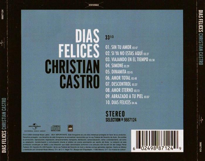 CHRISTIAN CASTRO - 2005 - Dias felices - CHRISTIAN CASTRO - 2005 - DIAS FELICES - TRASERA .jpg