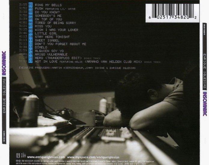 Insomniac - Enrique Iglesias - Insomniac 2007 Back.jpg