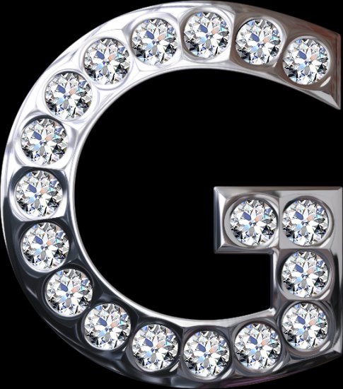Brylantowy alfabet - G silver and diamonds.png